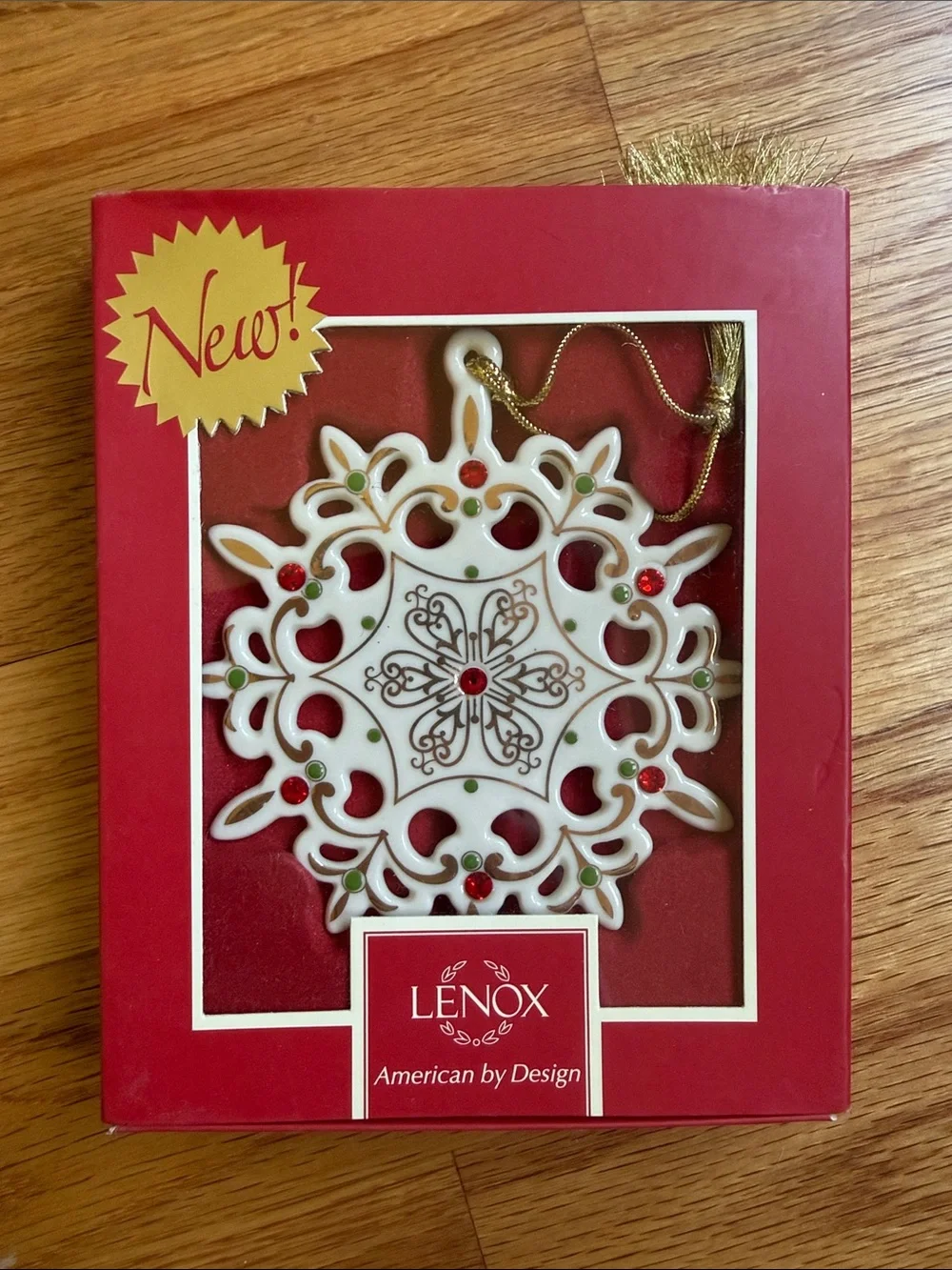 Lenox China Jewels Snowflake Ornament 4 in new in box